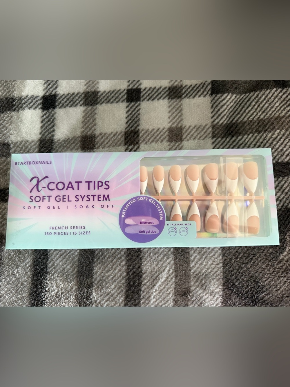 Soft Gel French Tip Press-On Nails - Nude & White Stiletto Shape